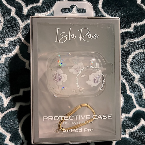 Apple Other - NWT Floral Holographic AirPod Pro Protective Wireless Charging Case & Hook Clip!